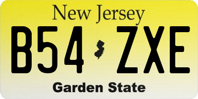 NJ license plate B54ZXE