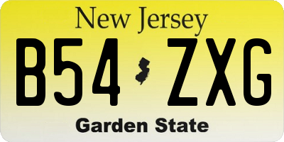 NJ license plate B54ZXG