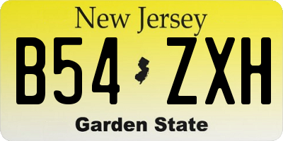 NJ license plate B54ZXH