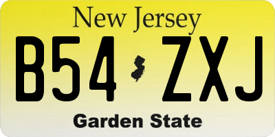 NJ license plate B54ZXJ