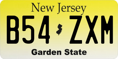 NJ license plate B54ZXM