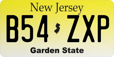 NJ license plate B54ZXP
