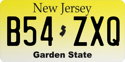 NJ license plate B54ZXQ