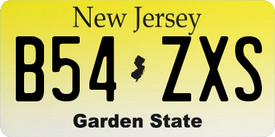 NJ license plate B54ZXS