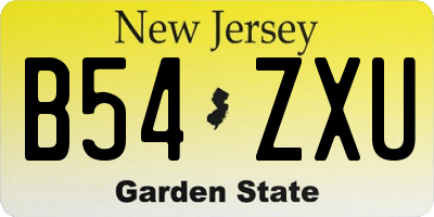 NJ license plate B54ZXU