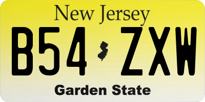 NJ license plate B54ZXW