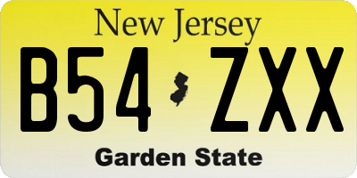 NJ license plate B54ZXX