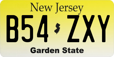 NJ license plate B54ZXY