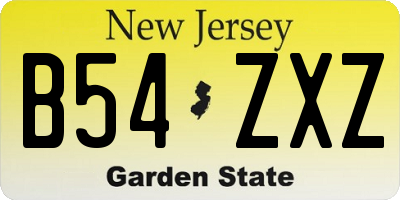 NJ license plate B54ZXZ