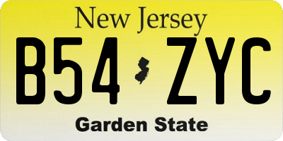NJ license plate B54ZYC