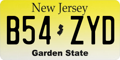 NJ license plate B54ZYD