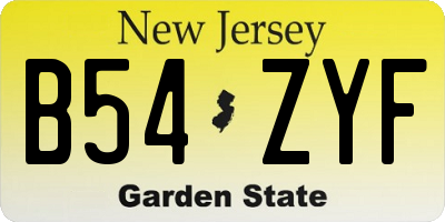 NJ license plate B54ZYF