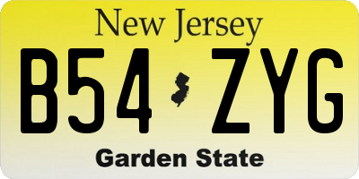 NJ license plate B54ZYG