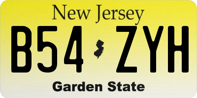 NJ license plate B54ZYH