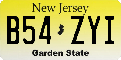 NJ license plate B54ZYI