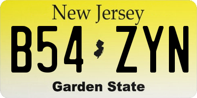NJ license plate B54ZYN