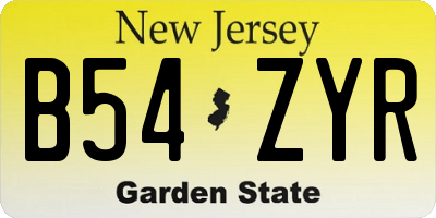 NJ license plate B54ZYR