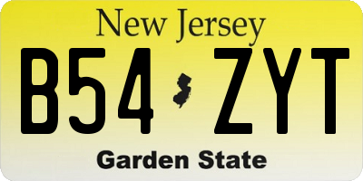 NJ license plate B54ZYT