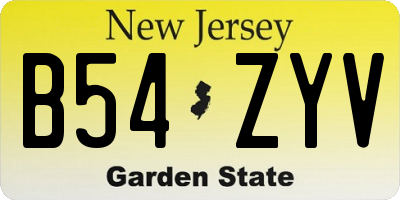NJ license plate B54ZYV