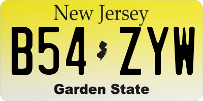 NJ license plate B54ZYW