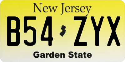 NJ license plate B54ZYX