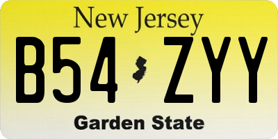 NJ license plate B54ZYY