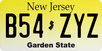 NJ license plate B54ZYZ