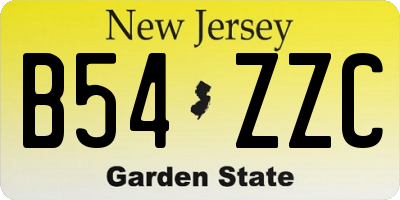 NJ license plate B54ZZC