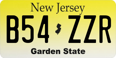 NJ license plate B54ZZR