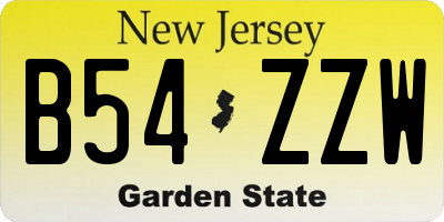 NJ license plate B54ZZW