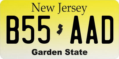 NJ license plate B55AAD