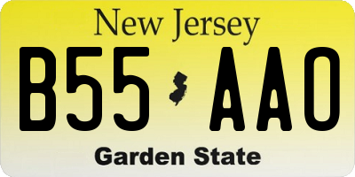 NJ license plate B55AAO