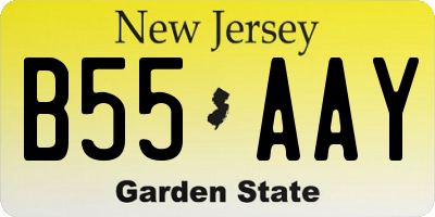 NJ license plate B55AAY