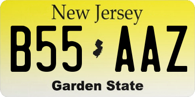 NJ license plate B55AAZ