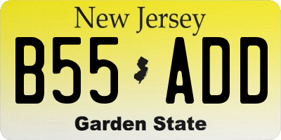 NJ license plate B55ADD