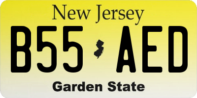 NJ license plate B55AED