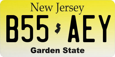 NJ license plate B55AEY