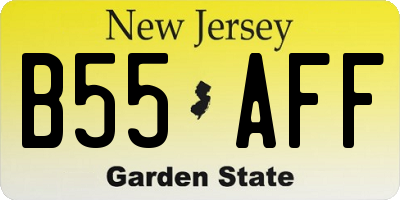 NJ license plate B55AFF