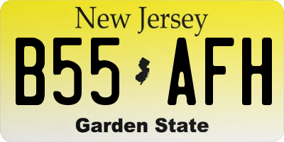 NJ license plate B55AFH