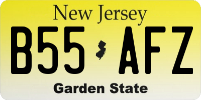 NJ license plate B55AFZ