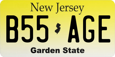 NJ license plate B55AGE