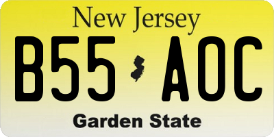 NJ license plate B55AOC