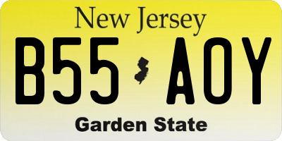 NJ license plate B55AOY