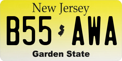 NJ license plate B55AWA