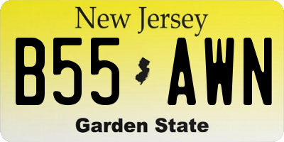NJ license plate B55AWN