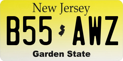 NJ license plate B55AWZ