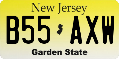 NJ license plate B55AXW