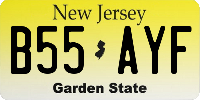 NJ license plate B55AYF