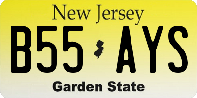 NJ license plate B55AYS