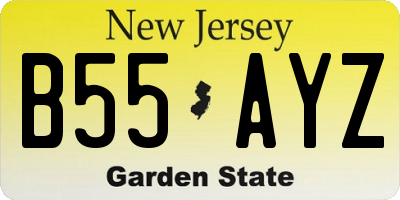 NJ license plate B55AYZ